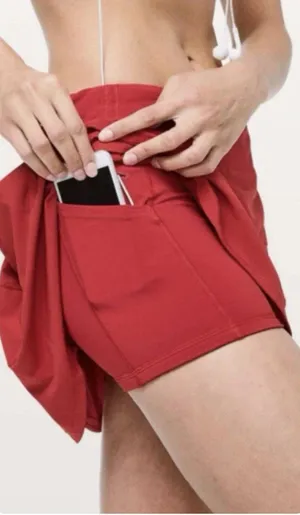 LULULEMON Pace Rival Mid-Rise Skirt Skort Vibrant Red Size 2 RARE EXCELLENT thumbnail 1
