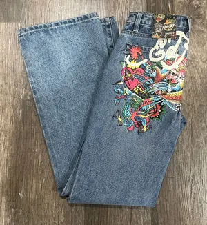 NWT Ladies Ed Hardy Denim with Vibrant Dragon Art Jeans thumbnail 1