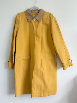 Issac Mizrahi x Target Longline Trench Coat Corduroy Collar Yellow Size XL thumbnail 1
