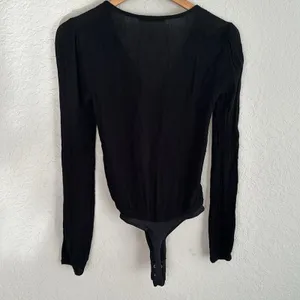 Abercrombie & Fitch Black Gauzy Crinkly Bodysuit Thong Long Sleeve Date Night XS thumbnail 6