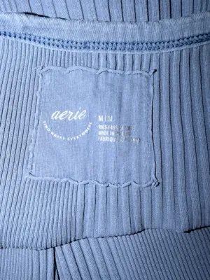 Aerie Blue Ribbed Button-Front Henley Scoop Neck Tank Top Women's Size M thumbnail 5