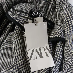 ZARA Womens Cropped Jacket XS Black White Houndstooth Plaid Preppy Chic Academia thumbnail 8