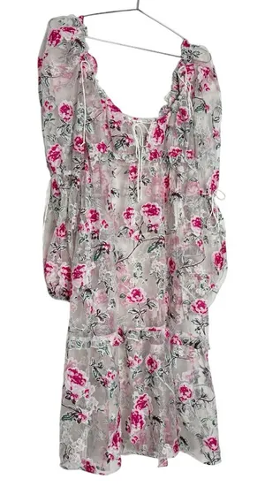 For Love & Lemons Sheer‎ Floral Overlay Dress NEW thumbnail 1