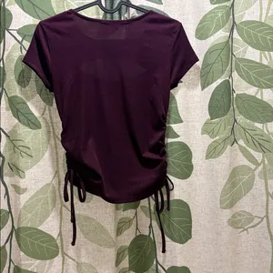 Crave Fame Deep Purple Ruched Crop Top thumbnail 4