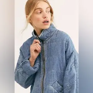 Free People Denim Dolman Quilted Jacket thumbnail 3