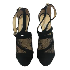 Jimmy Choo Vantage Black Suede Lace Glove Sandals EU 39 Stiletto Romantic Goth thumbnail 10