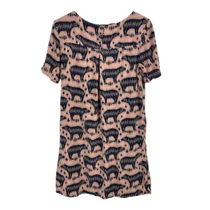 Anthropologie Mauve Short Sleeve Pull Over Pink Zola Bear Print Shift Dress 4 thumbnail 2