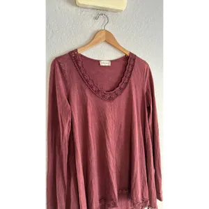 Altar'd State Burgundy Lace Crochet Trim Tunic Swing Top Fall Dark Goth thumbnail 4