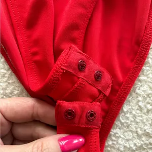 NWT ZARA Red Cross Strap Bodysuit with Silver Ring Hardware thumbnail 9