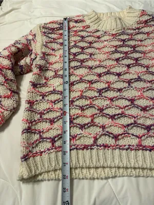 BTB Los Angeles Lola Honeycomb Cozy Cream Multicolor Knit Sweater - NWT - Size L thumbnail 12