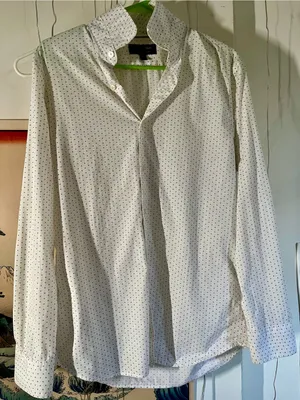 Banana Republic White Shirt with Navy Dot Print thumbnail 6