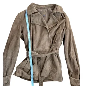 Gap Edition Dark Brown Genuine Leather Suede Belted Coat Jacket Small 854926-00 thumbnail 8