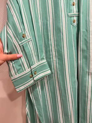 NWT Anthropologie Mint Green and White Striped Midi Shirt Dress Cotton thumbnail 12