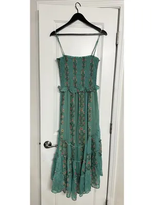 FREE PEOPLE Alejandra Smocked Bodice Tiered Sundress in Green Size Small thumbnail 8