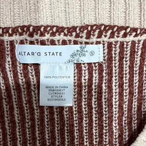 Altar'd State V-Neck Sweater - Cream and Brown thumbnail 2