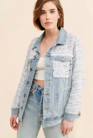 NEW BB Dakota Festival Mixed Media‎ Jacket Blue Size XL thumbnail 1