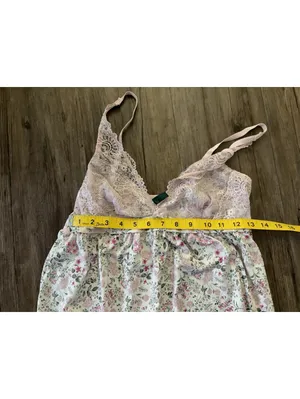 Y2K Laura Ashley Floral Babydoll Chemise Slip Nightgown Sz L thumbnail 4