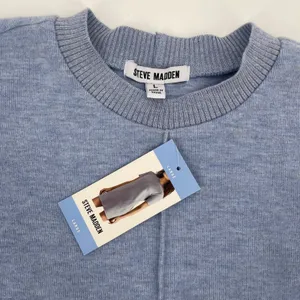 NWT Steve Madden Short Sleeve Sweater Dress Baby Blue‎ L thumbnail 3