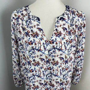 Anthropologie One September Boho Floral Abstract Mixed Media Caia Blouse Medium thumbnail 6