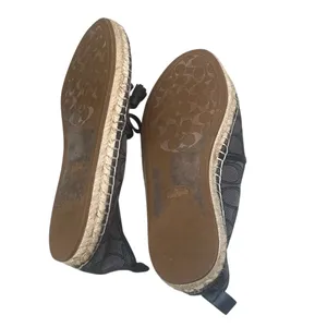 Coach Carson Espadrille Slip-On Flats Tassel Bow Black/Gray Women's thumbnail 6