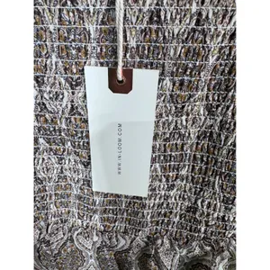 In Loom Blouse Women Small Brown Smocked‎ Square Neck Peplum Paisley thumbnail 4
