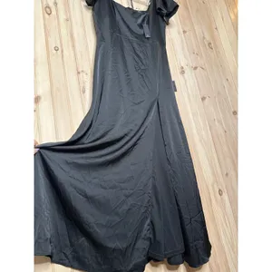 NWT Lulus Ultimate Sweetness Black Satin Flutter Sleeve Maxi Dress Holiday Sz XL thumbnail 5