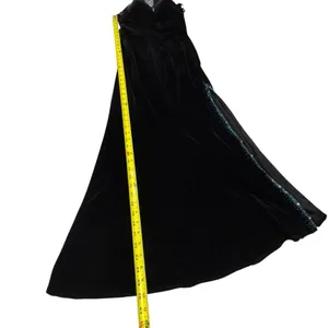 Vintage Black Velvet Evening Gown with Beaded High Neck and Mesh Detailing thumbnail 6