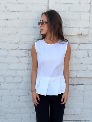 Vtg White cotton blouse with peplum detail Size M #peplum #workwear #officesiren thumbnail 2