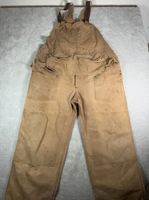 Carhartt Bib Overalls Double Knee Nail apron 2XL 46x30** Made USA Vtg Work Farm thumbnail 1