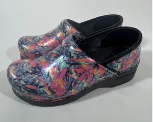 Dansko Professional Women Clog Multi Color Abstract Print‎ Slip On Medical Sz 38 thumbnail 1