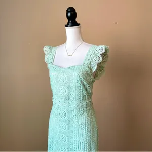 LENA | Green Trumpet Lace Fly Away With Me Maxi Dress Sz M thumbnail 6