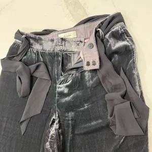 Anthropologie Elevenses Velvet Ribbon TieFront Trouser Pants Womens Size 2 Gray thumbnail 7