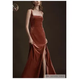 NWT Jenny Yoo Collection Mara Velvet‎ Maxi Gown Women's 6 Orange Formal thumbnail 10
