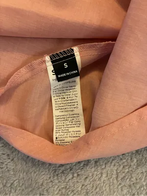 Women’s SHEIN Peach Ruffle Shorts Romper with Waist Tie Size Small thumbnail 3