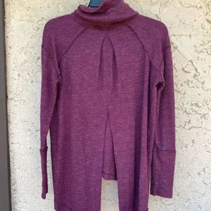 Free People Purple Size small flyaway split back turtleneck longsleeve raglan thumbnail 7