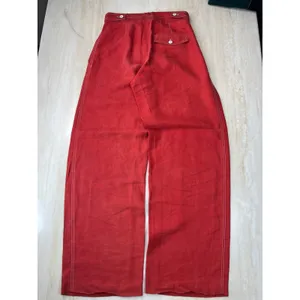 Mango MNG Suit Red Wide Leg High Rise Contrast Stitch Trousers Pants Womens 2 thumbnail 6
