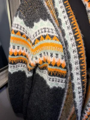 Adora oversized open front fair isle tasseled boho cardigan sweater S/M. thumbnail 3