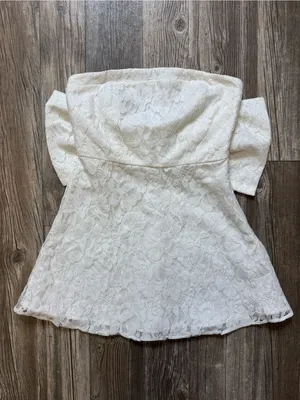 Altar’d State Lilia large Lace Bow Mini Dress White Strapless Bridal Brunch S thumbnail 3