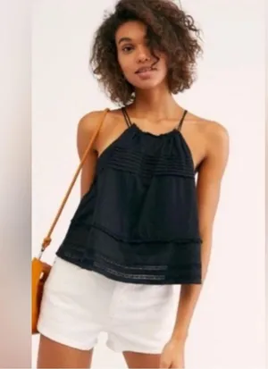 Free People Black Trust Me Bodysuit By Intimately Playsuit Ruffle Tassel Sz Sm thumbnail 3