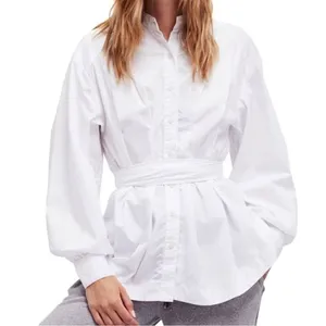 Free People Abbey Bishop Sleeve Button Down White Tunic Size Medium thumbnail 1