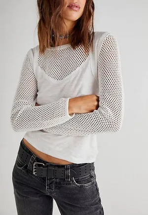 NWT People Mesh Accent Thermal Long Sleeve Shirt Size Small thumbnail 1