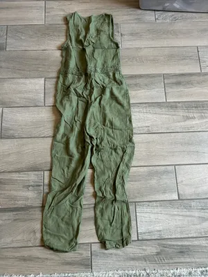 dip Olive Green Sleeveless Linen Jumpsuit thumbnail 4