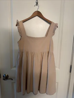 Nasty Gal Light Beige Square Neck Ruffle Strap Dress thumbnail 4