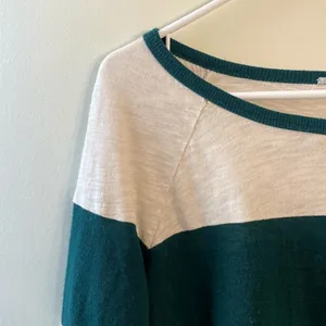 Green and White Striped Woman's Long‎ Sleeved Size Small Top thumbnail 4