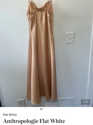 Anthropologie Champagne-Beige Satin Maxi Slip Dress thumbnail 2