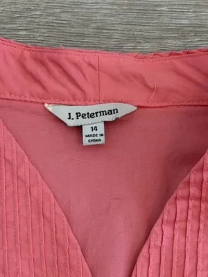 J. Peterman Women’s Size 14 Coral Pink Pintuck Button Front Blouse thumbnail 3