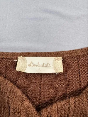 Alter'd State | Small | Cable Knit Twist Front Crop Top Brown thumbnail 3