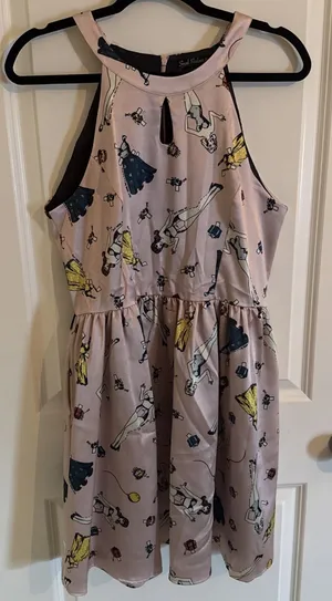 Unique Vintage Smak Parlour Pink Retro Paper Doll Halter Neck Dress Size Large thumbnail 1