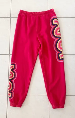Spirit Jersey Red Jogger Sweatpants Rainbow Wave Swirl Rainbow Medium thumbnail 1