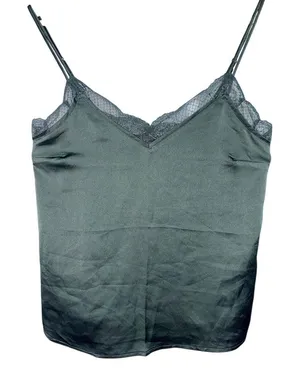 Abercrombie & Fitch Green Satin Lace Sleeveless Cami Camisole Tank Top Size XS thumbnail 1